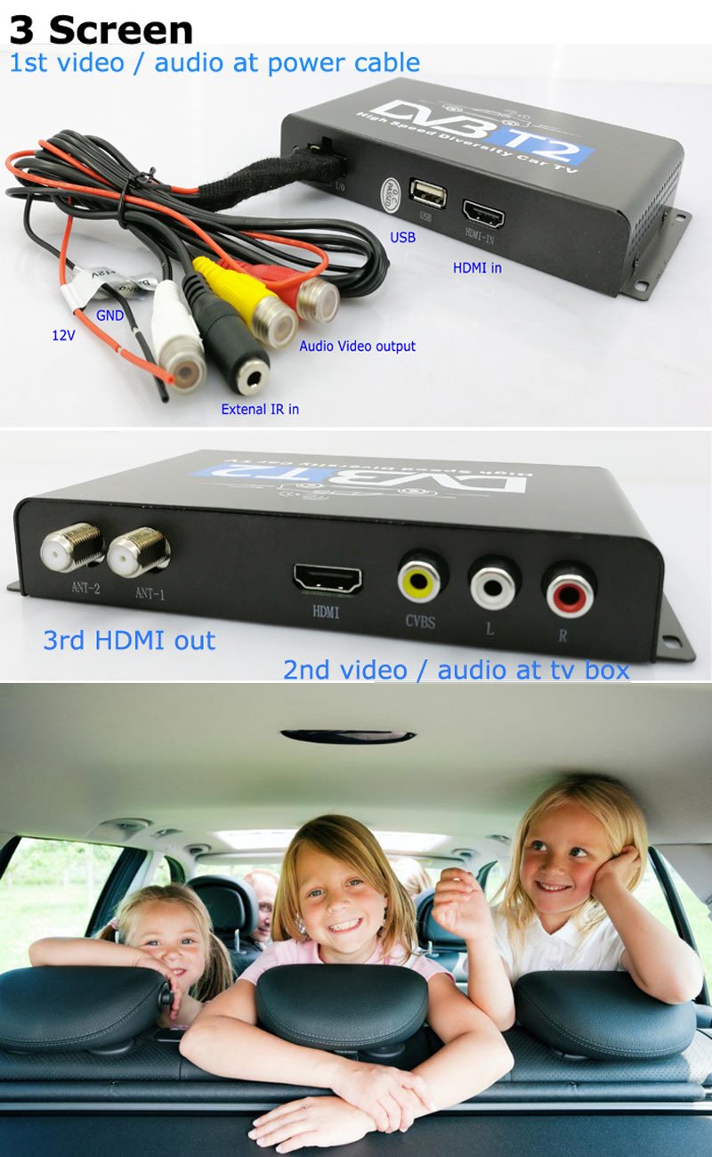 Car Digital TV DVB-T2 H.265 Video Receiver TV BOX For Germany Region Car  DVD Player with 1080P HDMI Interface 4 Amplifier Antenna Tuner