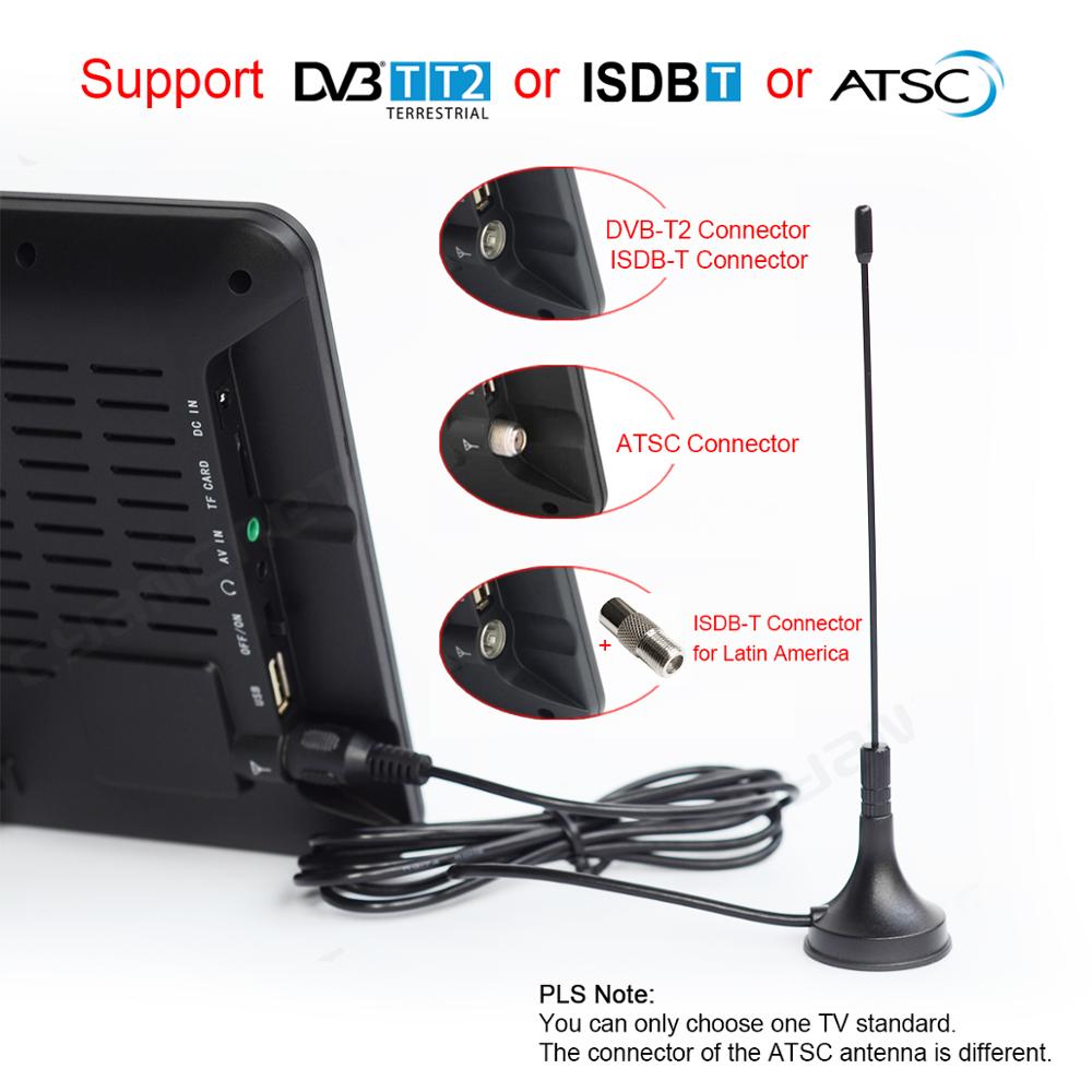 TV portatile piccola da 7 pollici Digital ATSC DVB-T2 ISDB-T Mini