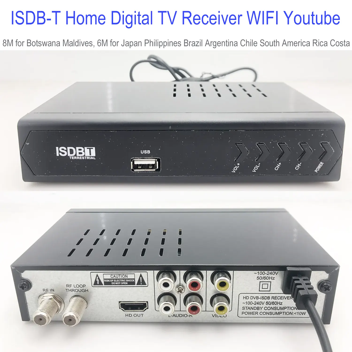 Digital TV ISDB-T ISDB-C Receptor TV Tuner Untfanger TDT Set Top Box H.264  HDTV Decoder Foar VHF UHF TV Antenne 